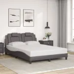 Cadru de pat cu tăblie, gri, 140x190 cm, piele ecologică GartenMobel Dekor