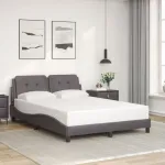Cadru de pat cu tăblie, gri, 140x190 cm, piele ecologică GartenMobel Dekor
