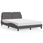 Pat cu saltea, gri, 140x190 cm, piele ecologică GartenMobel Dekor