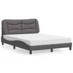 Pat cu saltea, gri, 140x190 cm, piele ecologică GartenMobel Dekor