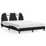Pat cu saltea, negru și alb, 140x190 cm, piele ecologică GartenMobel Dekor