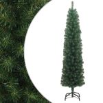 Pom de Crăciun artificial subțire cu suport verde 180 cm PVC GartenMobel Dekor