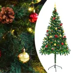Brad de Crăciun artificial pre-iluminat cu globuri verde 180 cm GartenMobel Dekor