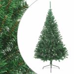 Jumătate pom Crăciun artificial cu suport, verde, 210 cm, PVC GartenMobel Dekor