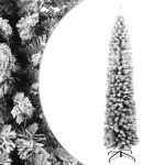 Pom de Crăciun artificial, subțire, cu zăpadă, verde 210 cm PVC GartenMobel Dekor