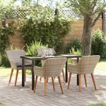 Set de dining 5 pcs Gri deschis și Negru 140 x 70 x 74 cm GartenMobel Dekor