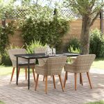 Set de dining 5 pcs Gri deschis și Negru mare GartenMobel Dekor