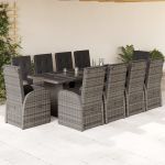 Set mobilier de grădină cu perne, 11 piese, gri, poliratan GartenMobel Dekor