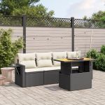 Set mobilier de grădină cu perne, 5 piese, negru, poliratan GartenMobel Dekor