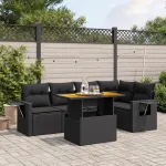 Set mobilier de grădină cu perne, 6 piese, negru, poliratan GartenMobel Dekor