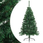 Brad de Crăciun artificial jumătate cu suport verde 120 cm PVC GartenMobel Dekor