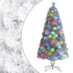 Brad de Crăciun artificial pre-iluminat alb 120 cm fibră optică GartenMobel Dekor