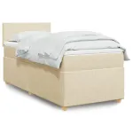 Pat box spring cu saltea, crem, 90x200 cm, textil GartenMobel Dekor