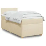 Pat box spring cu saltea, crem, 90x200 cm, textil GartenMobel Dekor