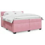 Pat box spring cu saltea, roz, 200x200 cm, catifea GartenMobel Dekor