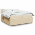 Pat box spring cu saltea, crem, 200x200 cm, textil GartenMobel Dekor