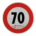 Autocolant limitator viteza reflectorizant conform standardelor europene clasa 2 Ø20cm 70km/h Garage AutoRide