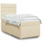 Pat box spring cu saltea, crem, 80x200 cm, textil GartenMobel Dekor
