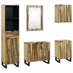 Set de mobilier pentru baie cu sertar cu raft cu depozitare cu ușă cu oglindă 5 pcs Maro Mediu GartenMobel Dekor