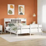 Pat cu bibliotecă fără saltea, 180x200 cm, lemn masiv de pin GartenMobel Dekor