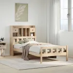 Pat cu bibliotecă fără saltea, 90x190 cm, lemn masiv de pin GartenMobel Dekor