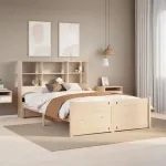 Pat cu bibliotecă fără saltea, 150x200 cm, lemn masiv de pin GartenMobel Dekor