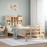 Pat cu bibliotecă fără saltea, 75x190 cm, lemn masiv de pin GartenMobel Dekor