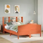 Pat cu bibliotecă fără saltea maro 150x200 cm lemn masiv de pin GartenMobel Dekor