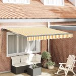 Cortina Retractabilă Manual Galben și alb 300x250 cm GartenMobel Dekor