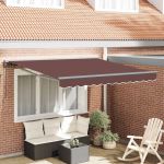Cortina Retractabilă Manual Maro 300x250 cm Poliester GartenMobel Dekor