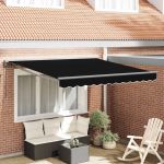 Cortina Retractabilă Manual Negru 300x250 cm Poliester GartenMobel Dekor
