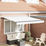 Cortina Retractabilă Manual Alb 350x250 cm Tesatura GartenMobel Dekor