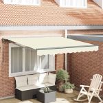 Cortina Retractabilă Manual Crem 350x250 cm Țesătură acrilică GartenMobel Dekor