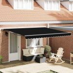 Cortina Retractabilă Manual Negru 400x300 cm GartenMobel Dekor
