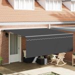 Cortina Retractabilă Manual Portocalie și albă 350x250 cm GartenMobel Dekor
