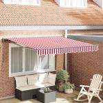 Cortina Retractabilă Manual Stripe Roșu și Alb 350x250 cm GartenMobel Dekor