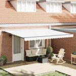 Cortina Retractabilă Manual Alb 450x300 cm Poliester și metal GartenMobel Dekor
