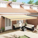 Cortina Retractabilă Manual Portocalie și albă 500x300 cm GartenMobel Dekor