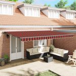 Cortina Retractabilă Manual Portocalie și maro 500x300 cm GartenMobel Dekor