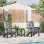 Scaune Adirondack pliabile  2 buc gri deschis 74.5x80.5x90 cm HDPE GartenMobel Dekor