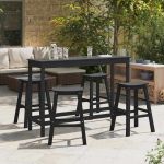 Scaune de Bar  6 pcs Negru HDPE GartenMobel Dekor