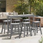 Scaune de Bar  9 pcs Gri deschis HDPE GartenMobel Dekor