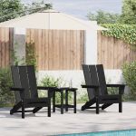 Scaunele pliabile Adirondack  2 părți Negru 74.5x80.5x90 cm HDPE GartenMobel Dekor