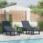 Șezlonguri  2 piese Bleumarin 162x53x98.5 cm HDPE GartenMobel Dekor