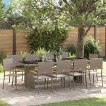 Set de masă pentru grădină 11 pcs Gri Mare Poliratan GartenMobel Dekor