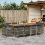 Set mobilier de grădină cu perne, 13 piese, gri, poliratan GartenMobel Dekor