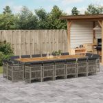 Set mobilier de grădină cu perne, 17 piese, gri, poliratan GartenMobel Dekor
