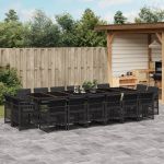 Set mobilier de grădină cu perne, 17 piese, negru, poliratan GartenMobel Dekor