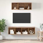 Set dulap TV 2 pcs Lemn vechi 37 x 37 x 142.5 cm Lemn compozit GartenMobel Dekor