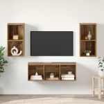 Set dulap TV 3 pcs Lemn vechi 37 x 37 x 107 cm Lemn compozit GartenMobel Dekor